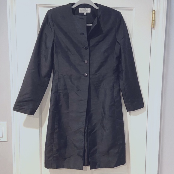 Larry Levine Jackets & Blazers - Larry Levine Petite Black Mandarin Collar Blazer Jacket – 4P – Vintage